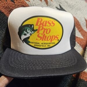 Bass Pro Snap Back Trucker Hat Black